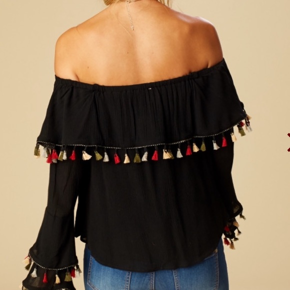 Women’s Altar’d State Black Tassel Marisol Top - Picture 5 of 5